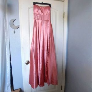 Pink open back lace up dress